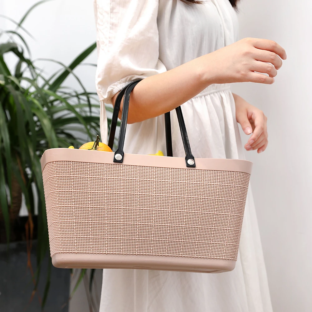 
Wholesale modern colorful plastic picnic storage basket with handle 