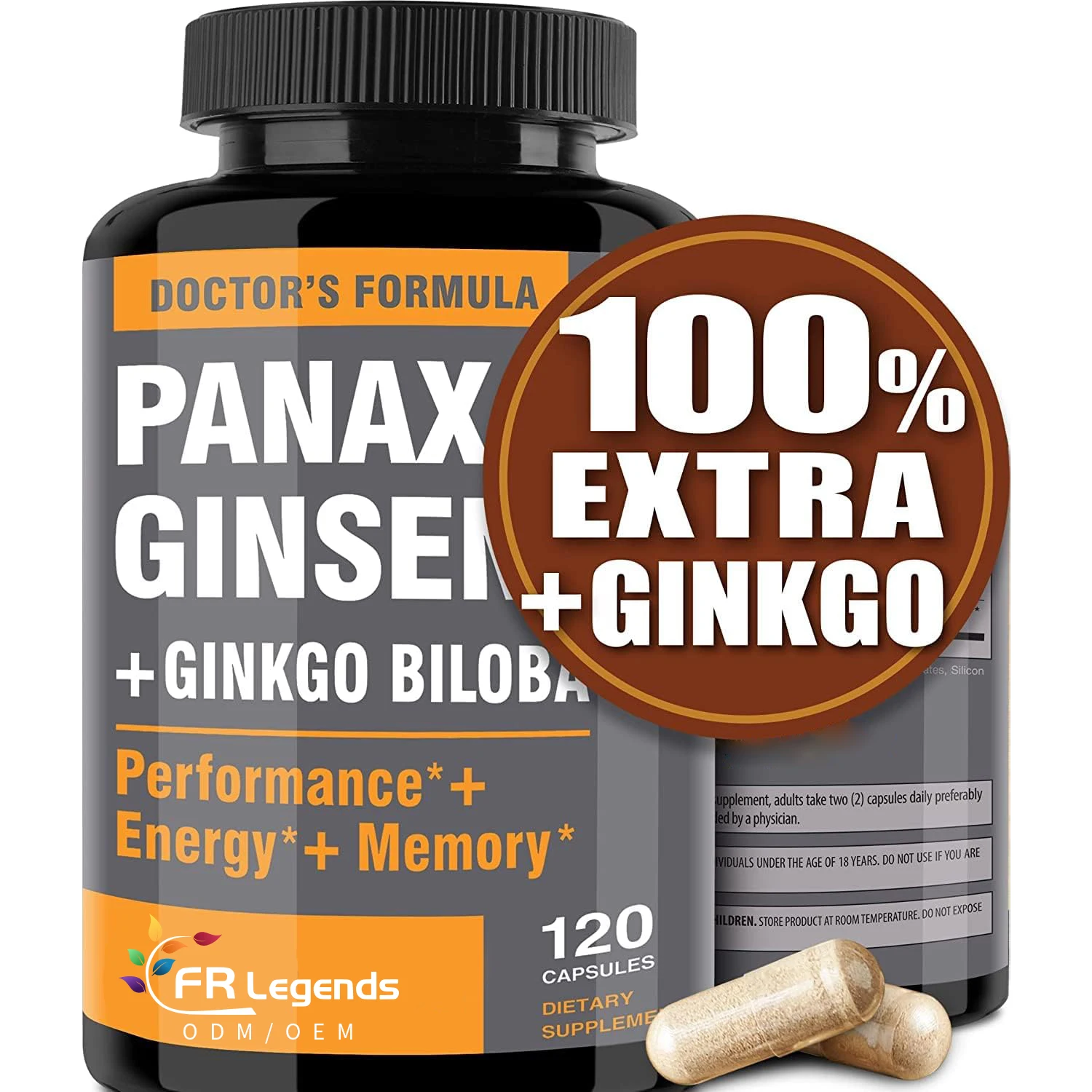 Hot Sale Product Custom Label Ginseng Pills Boost Energy and Focus Korean Red Panax Ginseng Capsules for Women & Men