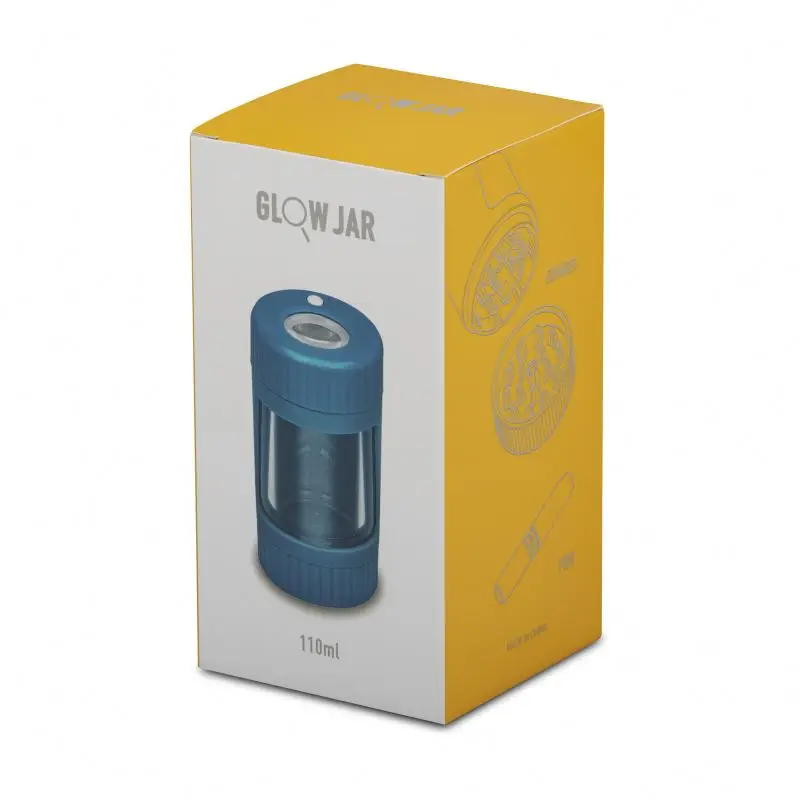 Hot Selling Plastic 4 in 1 Glow LED Storage Jar with Herb Grinder Jar Custom Logo Magnifying Glass Jar Container