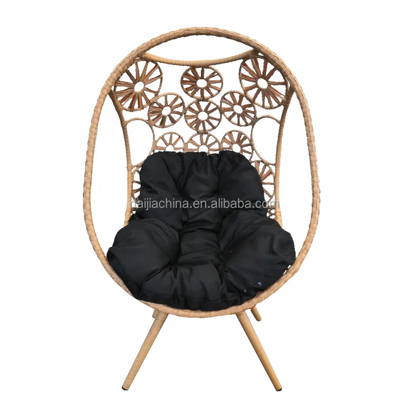 Daijia Amazo Hot Sale Rattan Hanging Egg Chair With Four Legs Stand Patio Swings