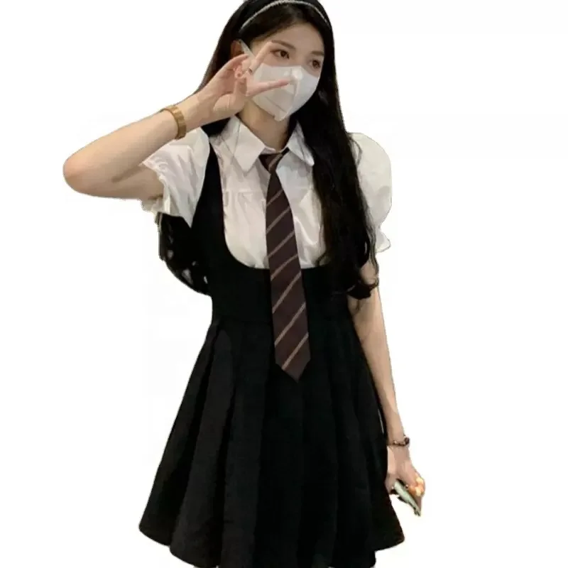 Wholesale Spring and Autumn Girls Student Shirt Custom Japan and England Style Pleated Skirt School Uniform