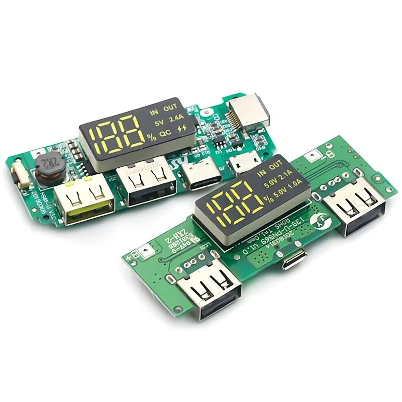 18650 Lithium battery digital display dual USB circuit board mobile power supply 5V booster watch head power board charging Modu
