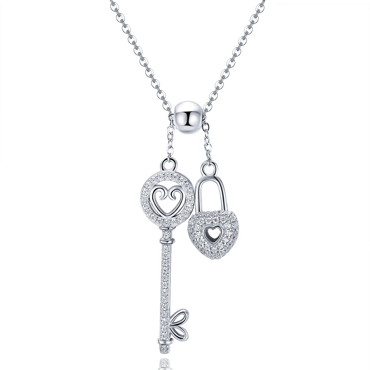 
Alibaba China Keys heart locket and lock design 925 Sterling silver necklace women 