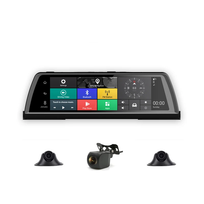 4G Android автомобильный видеорегистратор Даш cam Автомобильная 4 объектив 10 дюймов навигации ADAS GPS WiFi Full HD 1080P видеомагнитофон 2 ГБ + 32 камера для автомобиля
