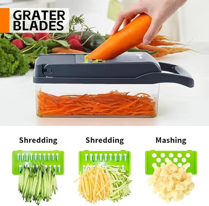 kitchen multi 14 In 1 manual fruit vegetable cutter potatoes peeler onion dicer veggie slicer vegetable chopper