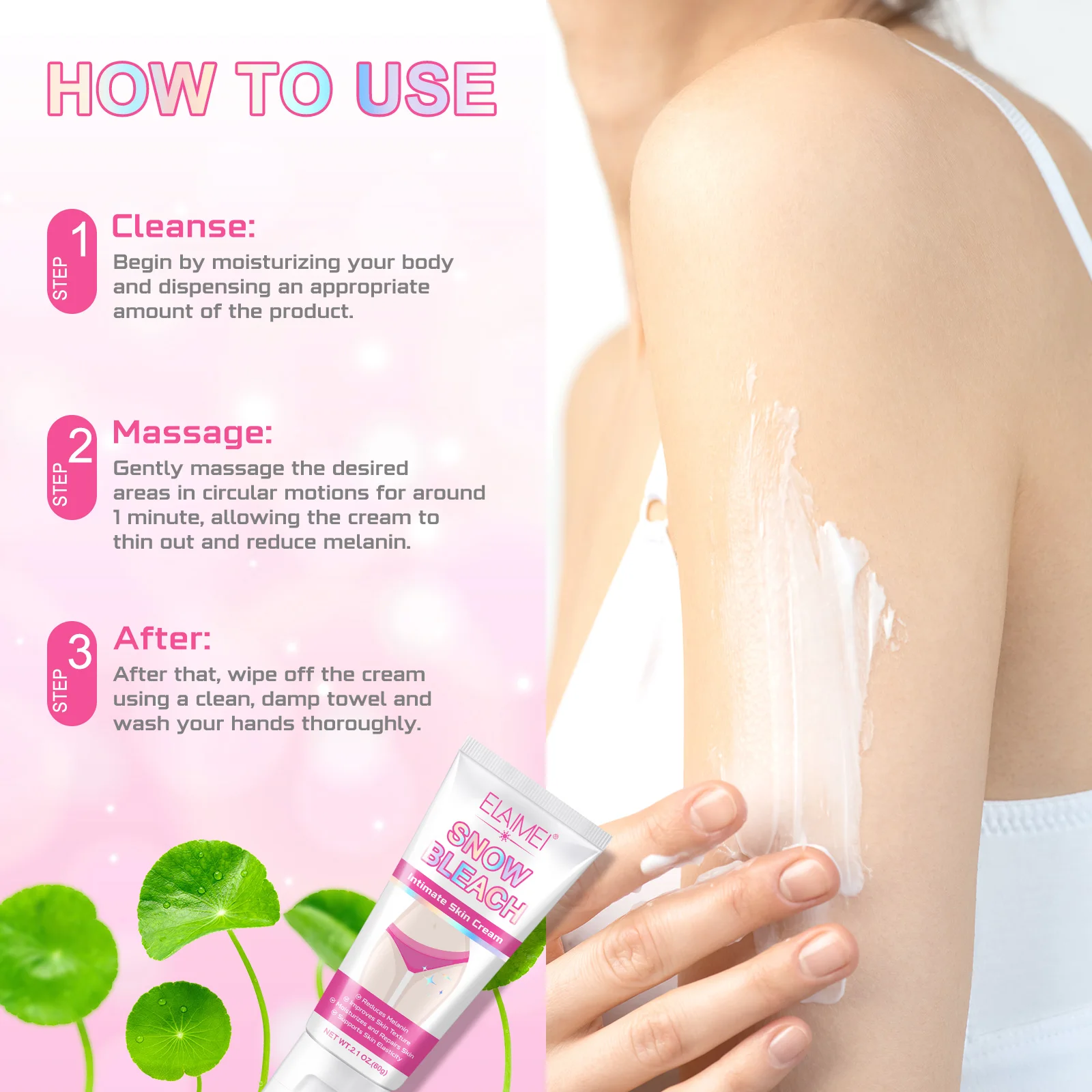 ELAIMEI Snow Bleach Intimate Skin White Cream Private Label Smooth Skin Face Body Brighten Whitening Cream For Intimate Areas