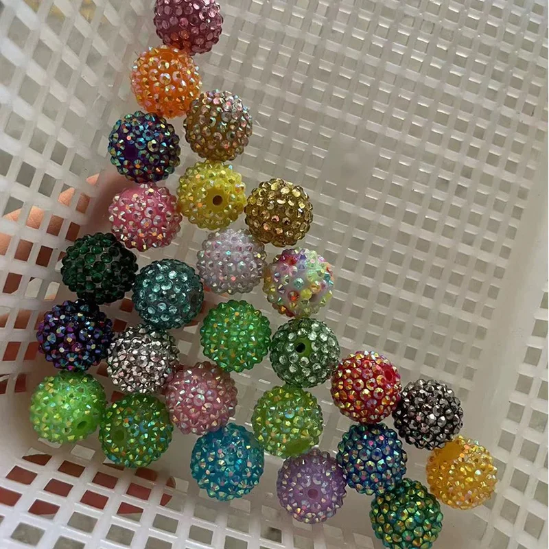 New Arrival Rhinestone Beads 20mm Mixed Colors Acrylic Gumball Druzy Iridescent Glitter Bead For Beaded Pen Making