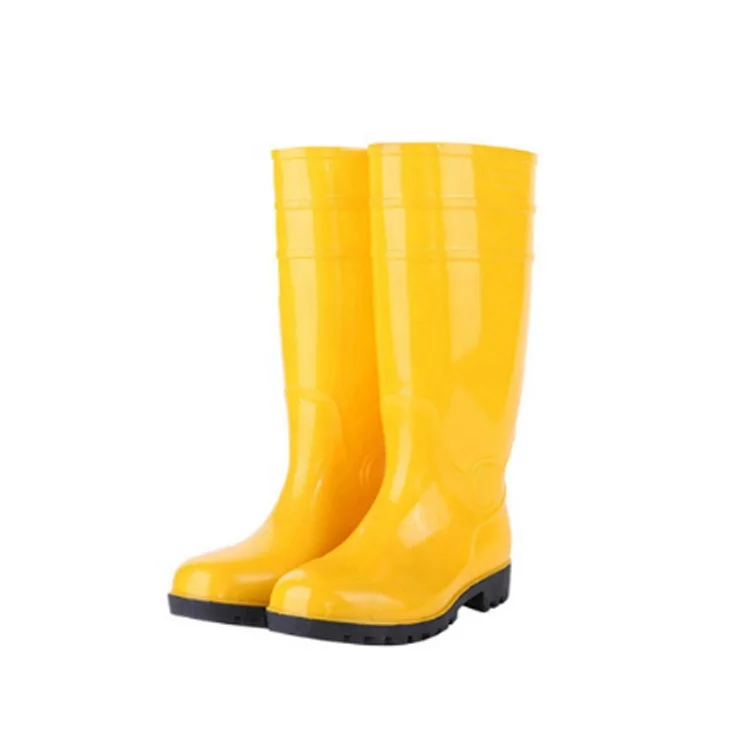 High heel anti-static PVC warm lining steel toe cap water rain boots