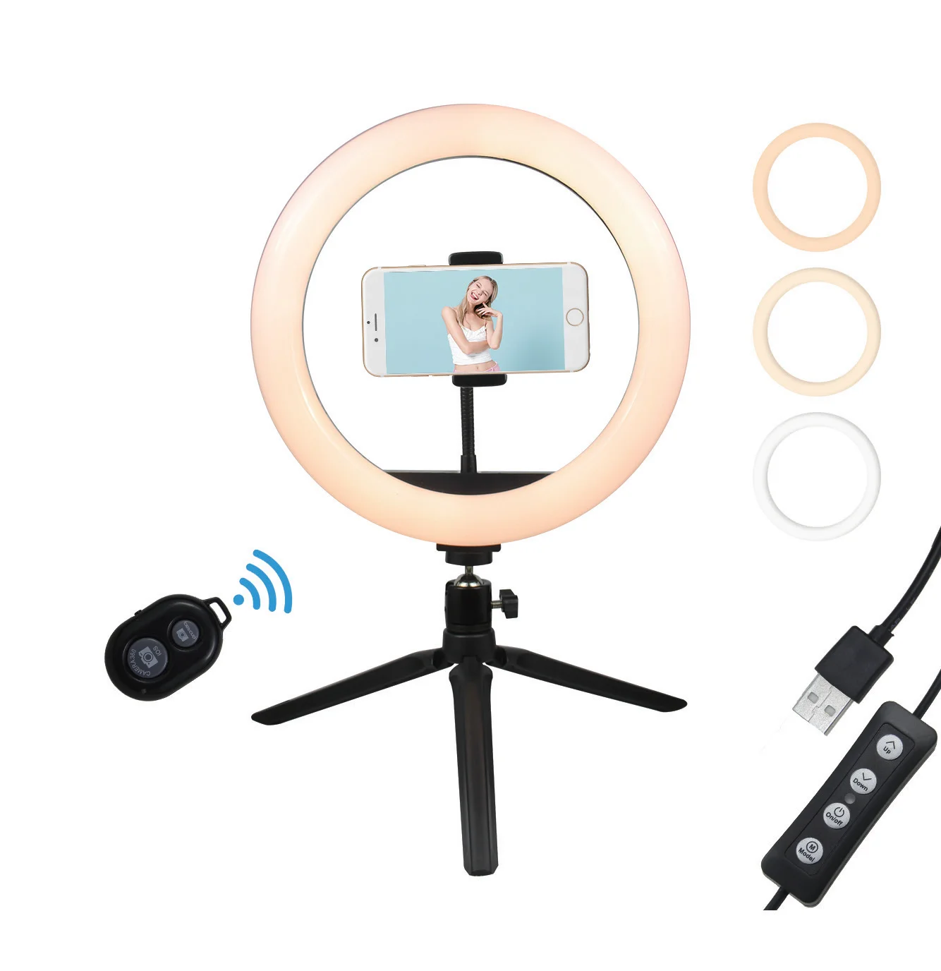 Hot Selling Free Sample Portable 10inch 26cm Table  Ring Light  High Focus LED Light