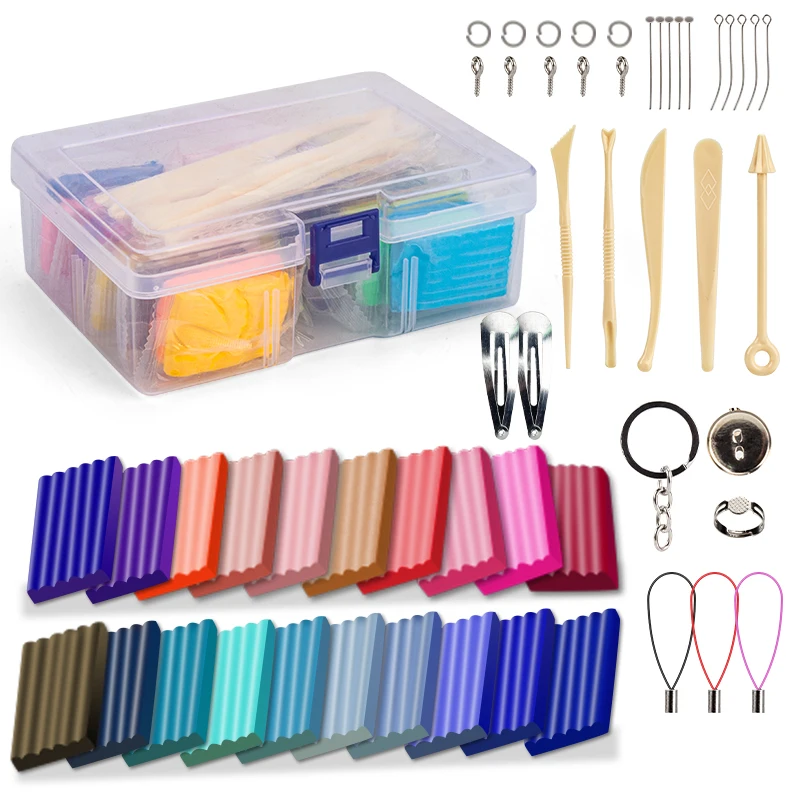 24 colors Non-Toxic Eco-friendly air dry oven bake polymer modeling blocks sculpting clay kit Tools DIY For Kids