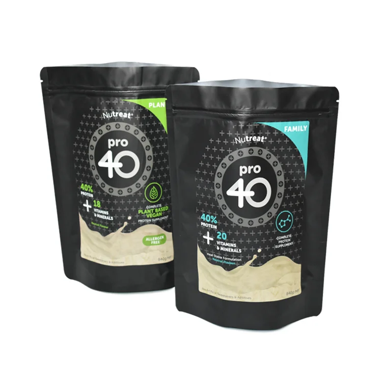 keep fit food whey protein stand up zip lock aluminum foil matte food grade packaging bags