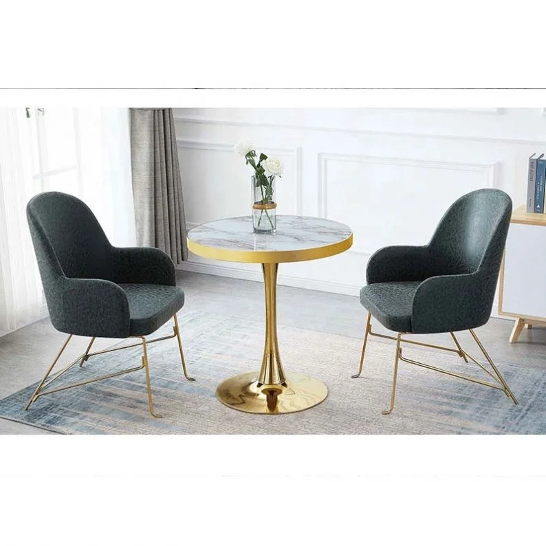 Hot sale factory direct price dining room furniture Comfortable iron leg chairs dining table set With Discount