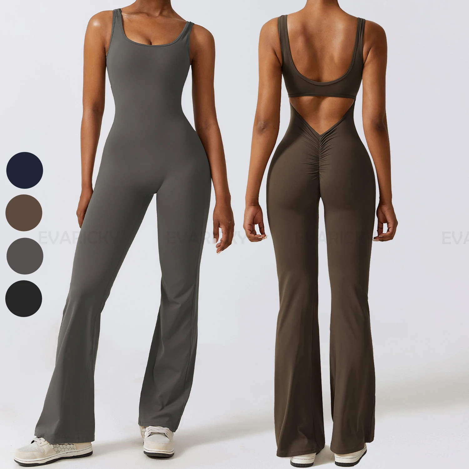 Workout Sets Yoga Fitness Wear Square Collar Bodysuit Ladies Casual Hollow Back Jumpsuits Playsuits & Bodysuits For Women Sexy