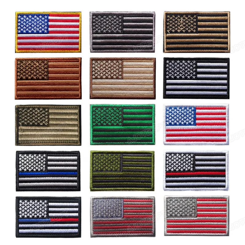 AJOTEQPT USA Flag Patch Embroidered Hook and Loop Fastener Backing Emblem American Flag Tactical Patch