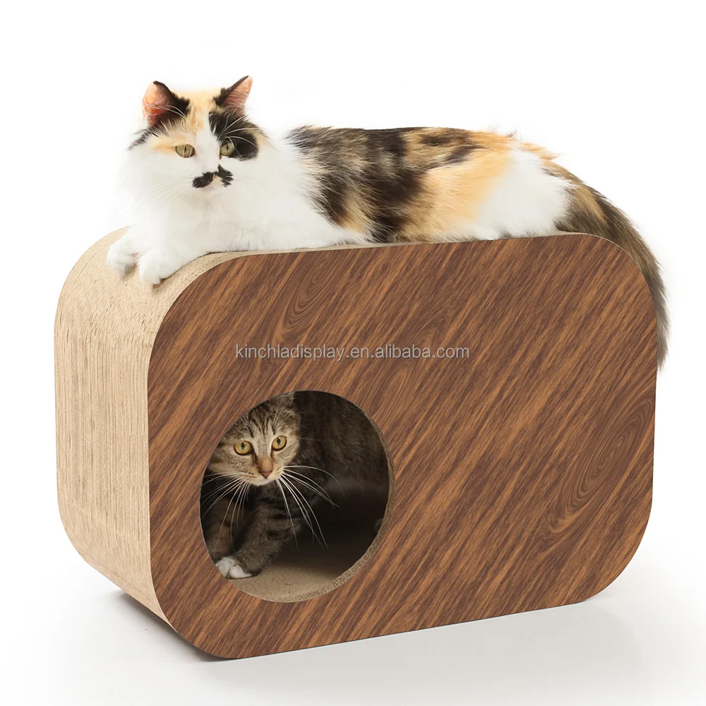 New Design Cat Condo Playing Sleeping Rectangle cat scratcher corrugated paper cardboard house cat