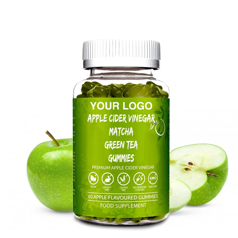 Natural Apple Cider Vinegar Slimming Gummies with Matcha Green Tea for Health and Beauty