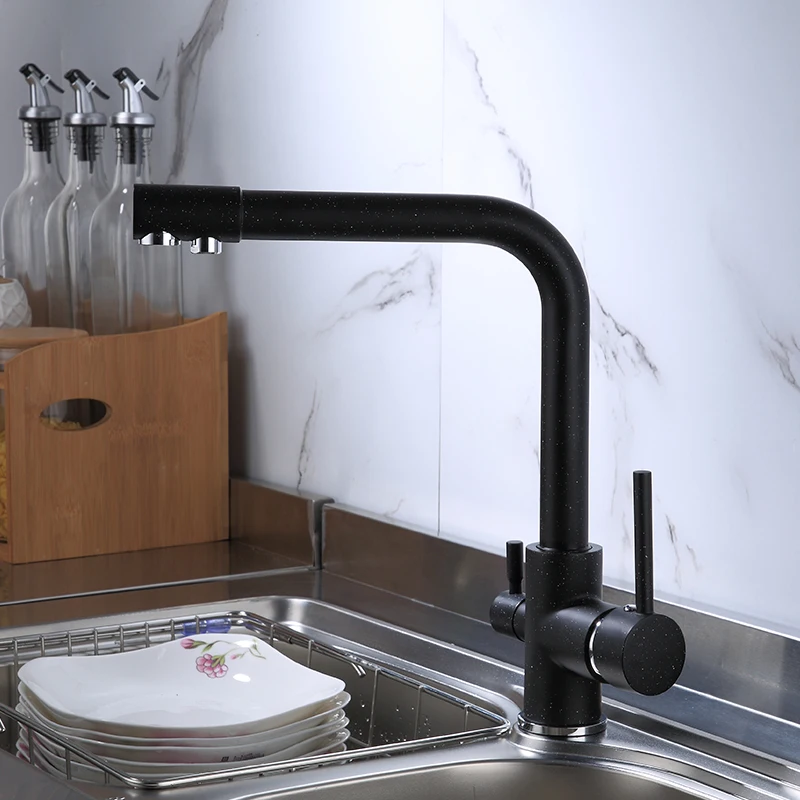 Kitchen Matte Black Hot And Cold 3 Way Drinking Water Filter Purifier Kitchen Sink Faucet