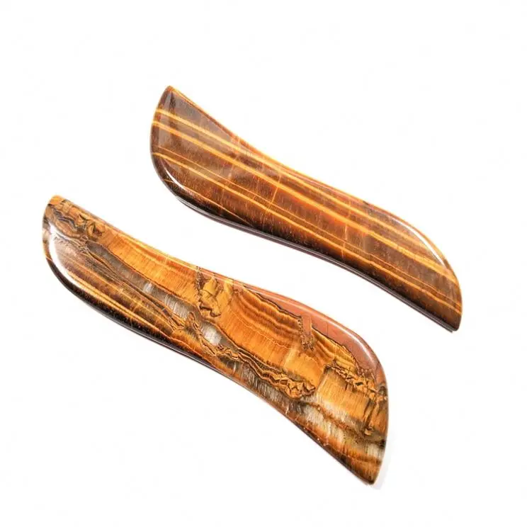 HY Gem Yellow Tiger Eye gua sha comb gua sha crystal heart body gua sha stone with box health and beauty