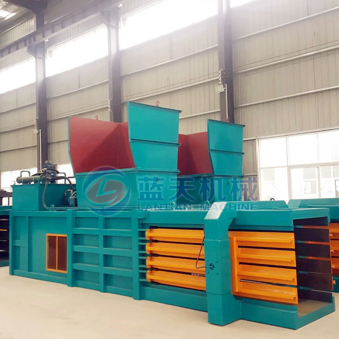 High pressure 200 ton grass baler machine automatic horizontal hydraulic baler for plastic