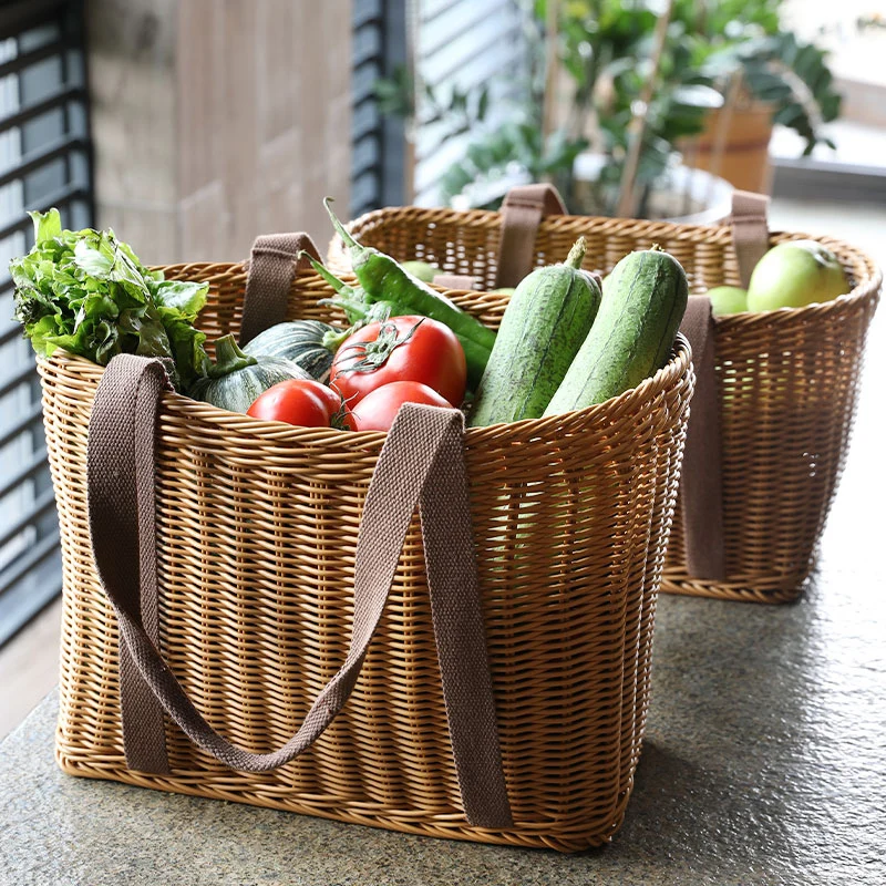 Popular PP Rattan weaving Shopping Bag Hand-picked Wild Fruit Basket