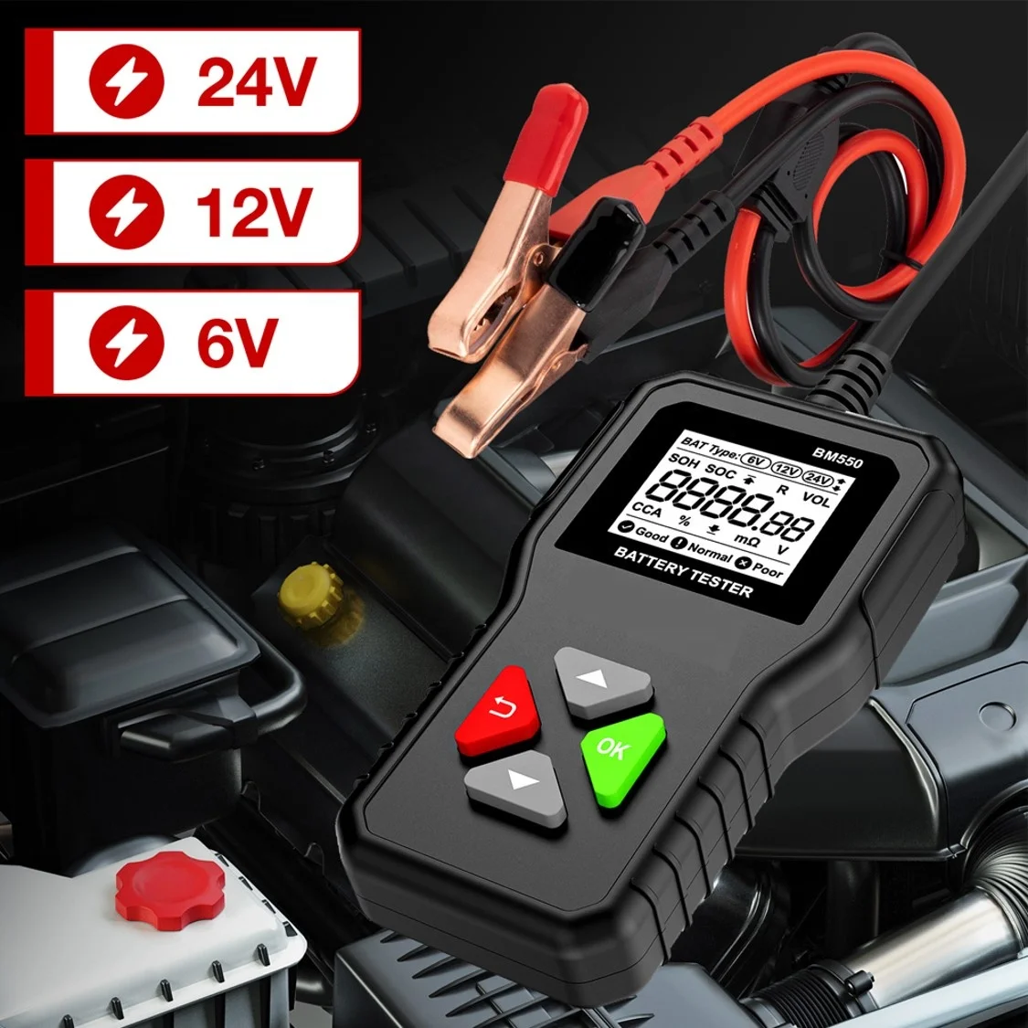 Automotive Test Battery Tester Tools KINGBOLEN BM580 Car Health Exam Reversible Access Clip Voltmeter For Moto W650 KW208 BST360