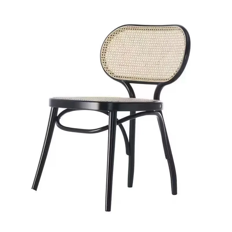 High-Grade Retro Solid Wood Rattan Dining Chair Nordic Luxury Style for Hotels Restaurants Cafes  furniture