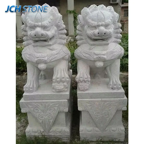 Hand carved Natural granite animal carvings Chinese stone front door Lions statues