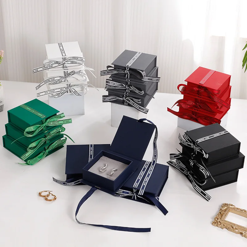 Wholesale Custom Necklace Jewelry Cardboard Boxes Luxury Gift Packaging Drawer Box with Black Foam
