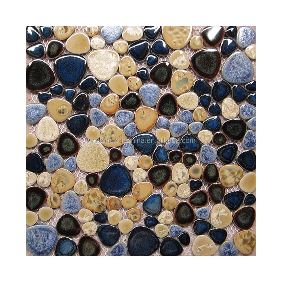 Glazed Blue Mosaic Ceramic Pebble Porcelain Tile Bath Shower Wall Flooring Tiles Marble Mosaic