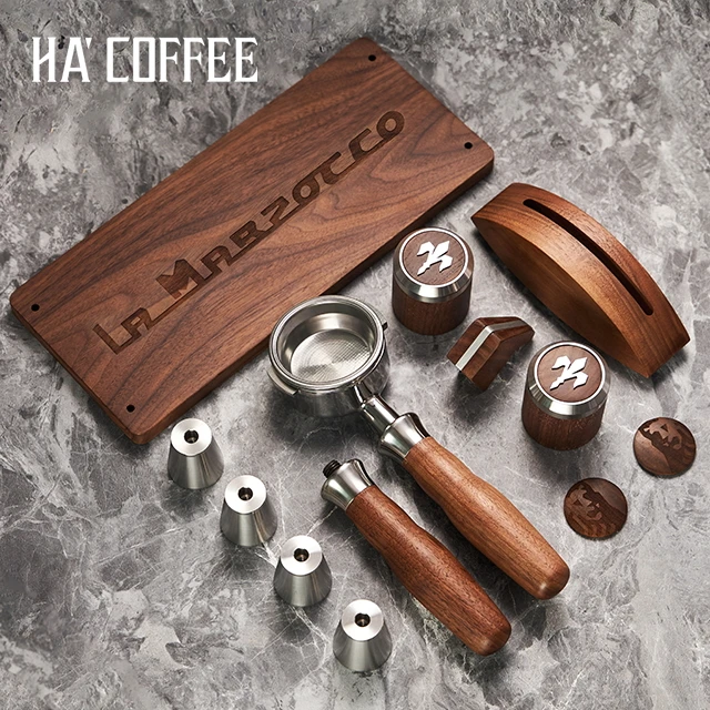 Hot La Marzocco Linea Mini Espresso Machine Tool Walnut And Stainless Steel Coffee Portafilter Set