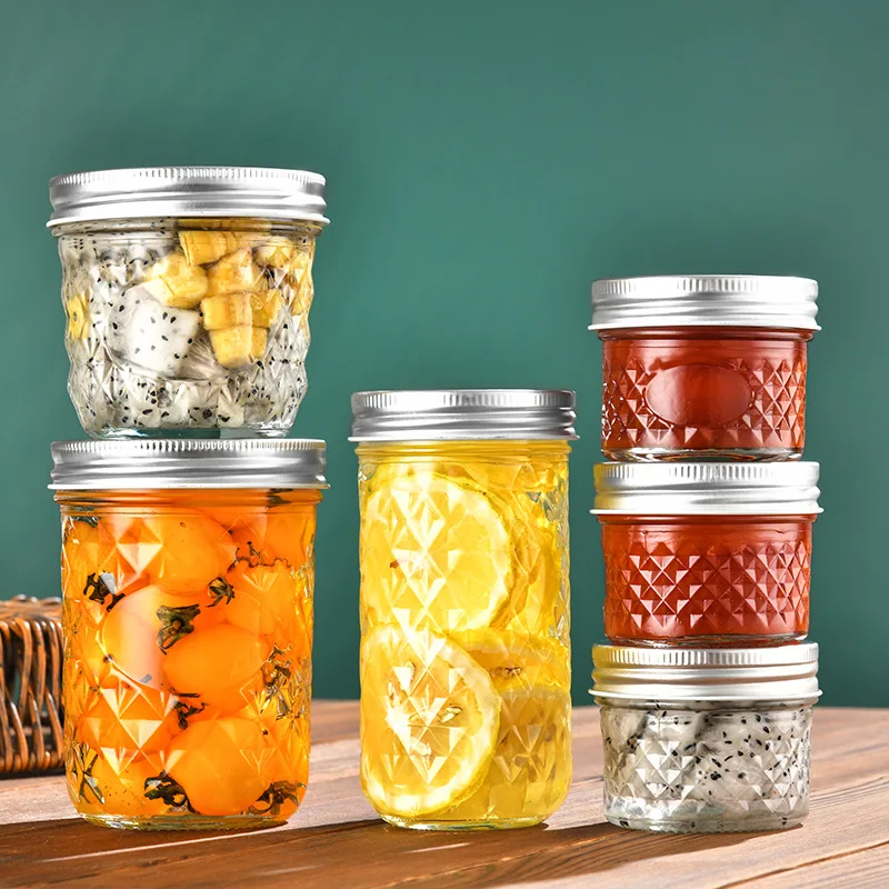 Custom label 100ml 300ml 250ml 500ml Empty Food Canning Wholesale 16oz Glass mason jar with Lids