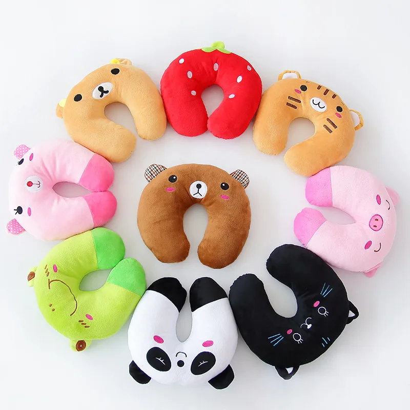 Cheap Plush Panda Frog Pig Travel Neck Pillow U-Shaped Car Office Head Rest Animal Toy Cushion Cartoon Frog Plush Pillow
