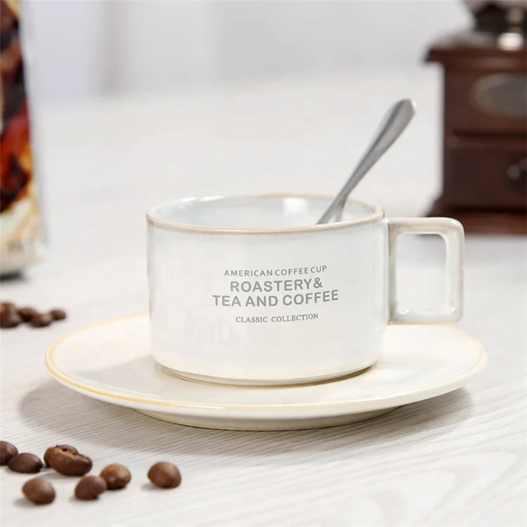Hotsale gray color custom logo luxury italain espresso coffee ceramic cup with wood saucer