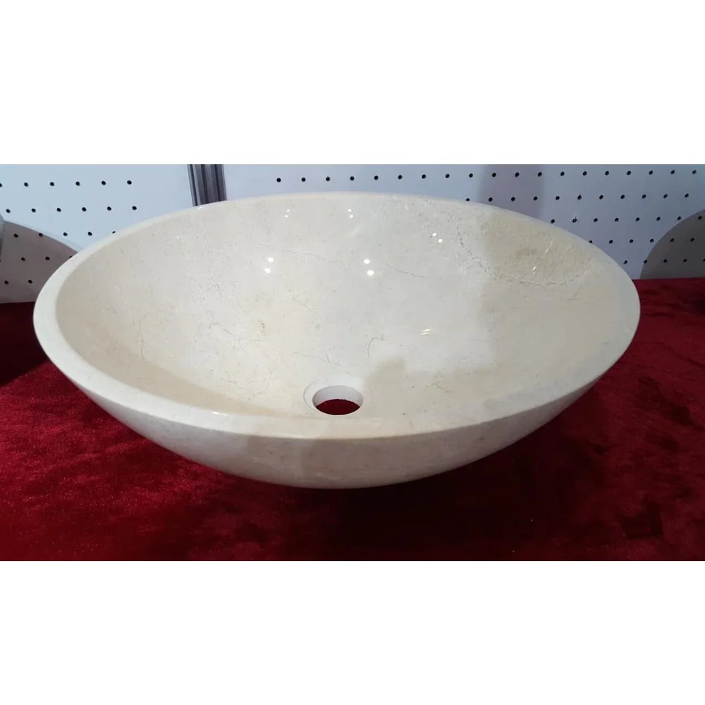 Natural Stone Lavatory Sink White Marble Basin Over Counter Wash Basin