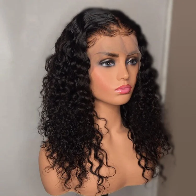 
Deep Wave Wholesale Peruvain Raw Virgin Hair Free Shipping Long Lace Front Human Hair Wig 