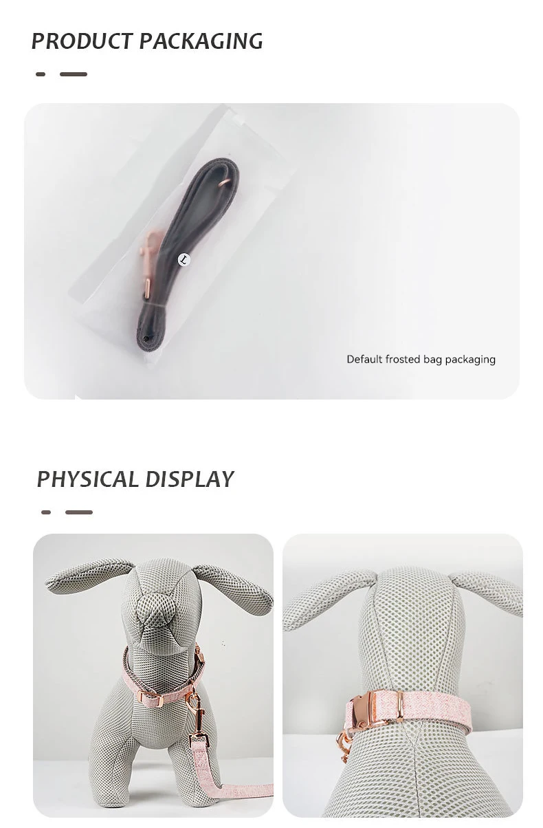 Cross-border hot pet collar leash twill wear-resistant tension dog leash rose gold dog collar dog leash