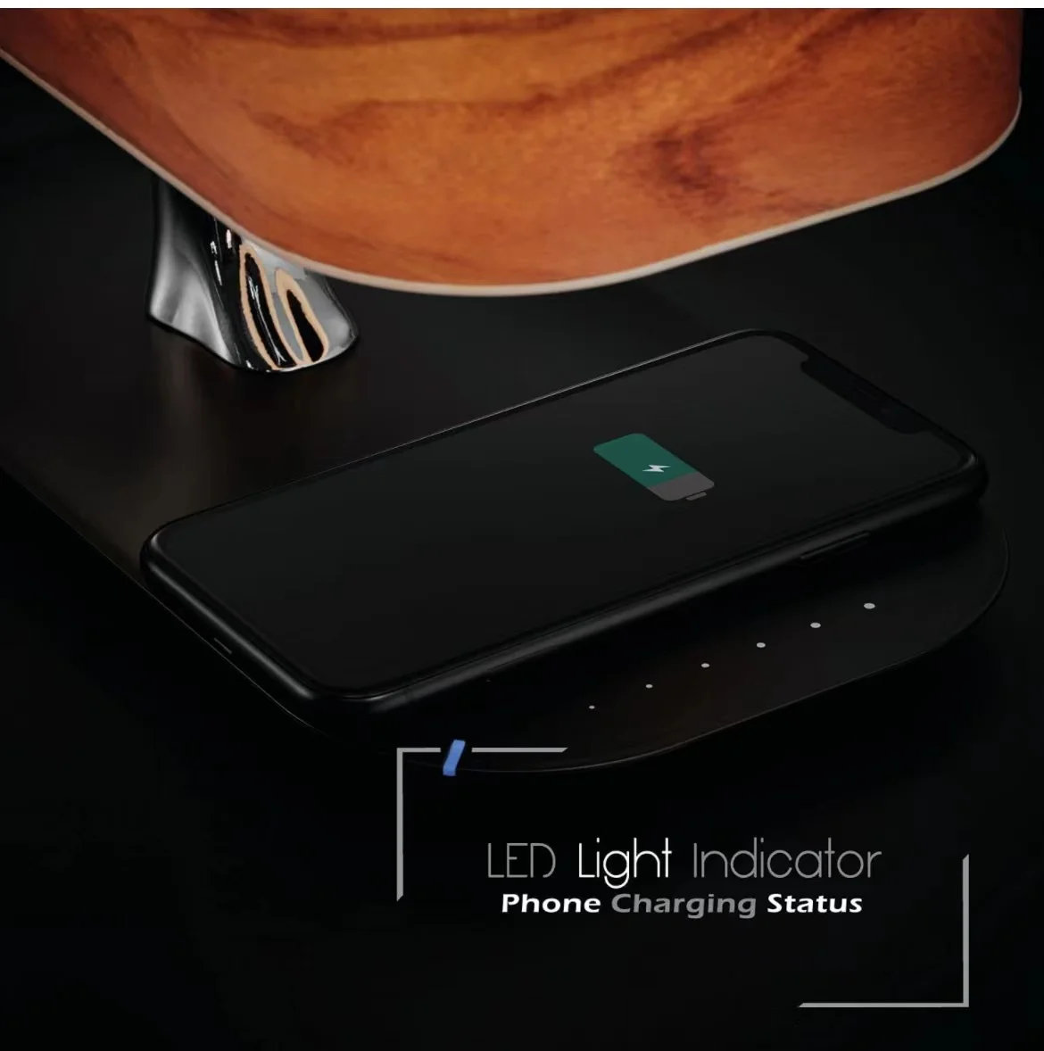 Bedside Lamp Table Light Bluetooth Speaker Wireless Charger Stepless Dimming Desk Lamp with Sleep Mode for Home and Office Decor