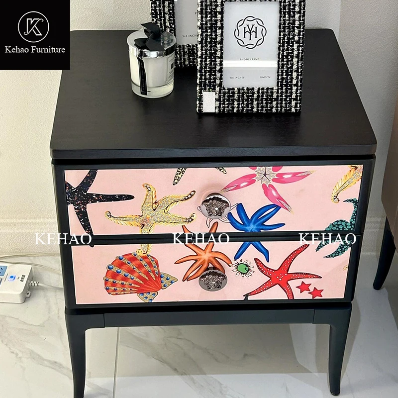 Luxury Home Hotel Bedroom Furniture 2 Drawer Accent Porch Table Bedside Table wooden Nightstand Side Table