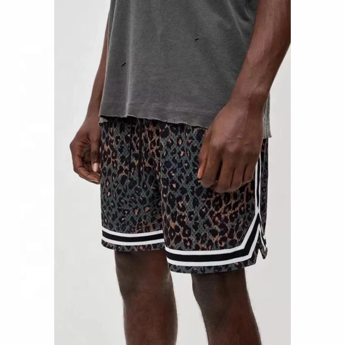 OEM Shorts Long Drawstring drop shipping stock hit pop men Leopard print floral mesh short