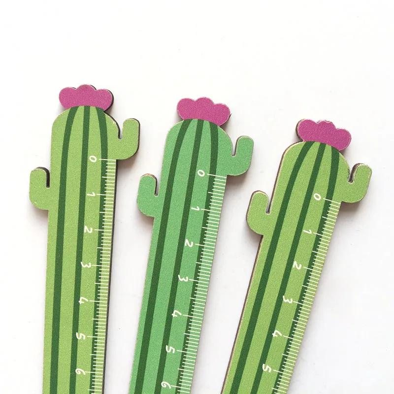 Creative Cactus Shaped Wooden Ruler Student Stationery Measuring Ruler Drawing Stationery Wholesale