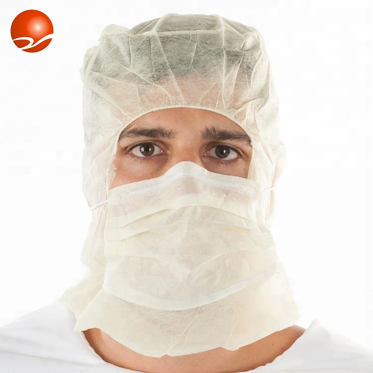 Disposable High Quality Wholesale Colorful Hood Head Cover Astronaut Cap with 3ply Face Mask