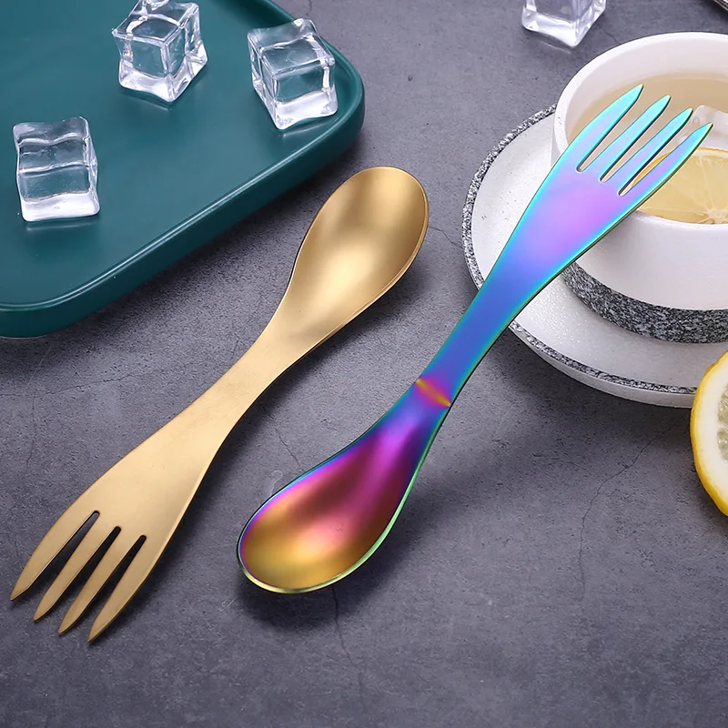 Multi-function Stainless Steel Cutlery 5 in 1 Outdoor Cooking Camping Hiking Portable Spoon Fork knife beer can opener