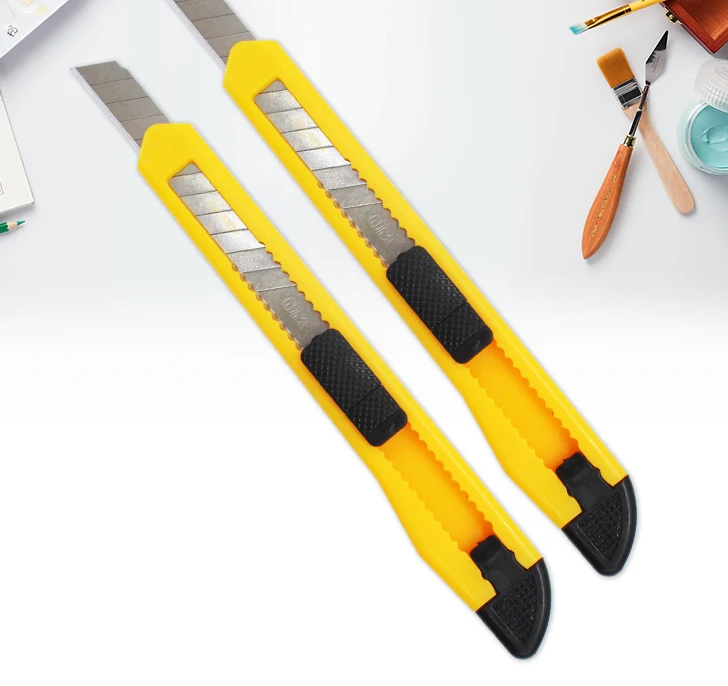 
Office 9mm Industrial safety art knifes retractable blade utility knife with plastic handle 