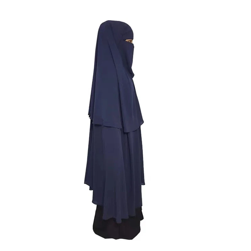 2021 производитель хорошо изготовленной мусульманской одежды шифон Khimar современный Niqab черный Паранджа Саудовская Аравия