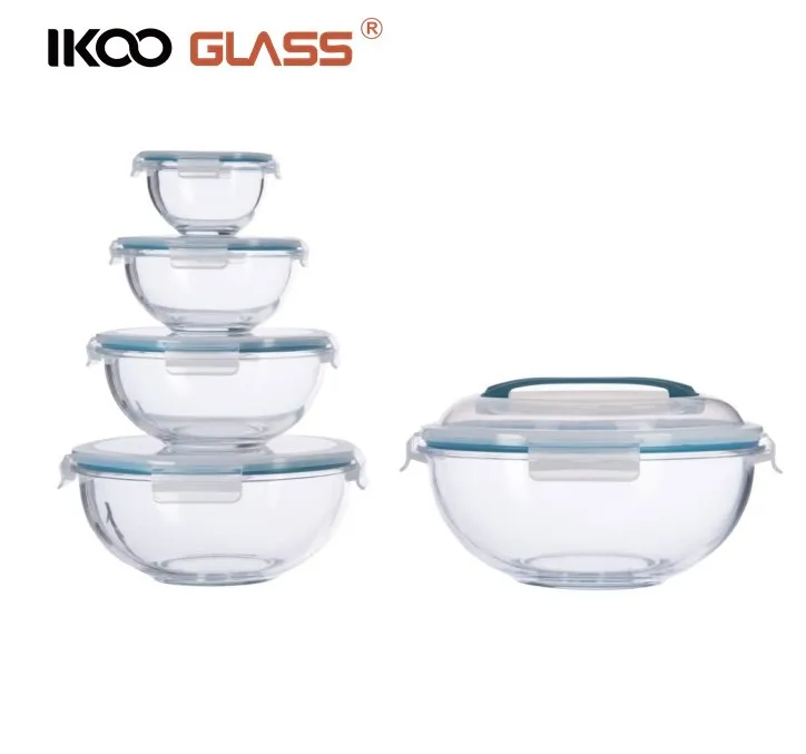 IKOO оптовая продажа герметичные экологически чистые стеклянные контейнеры для обедов с крышкой