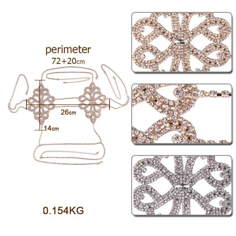  Luxury Crystal Rhinestone Flower Nipple Bra Chain Body Jewelry Sexy for Women Bikini Beach Dance