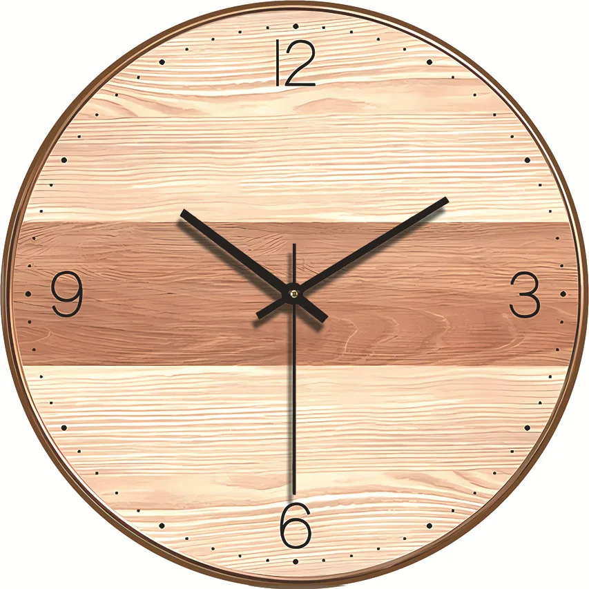 Modern Wooden Wall Clock Customizable Natural Wood with Circular Shape Single Face for Home Decor