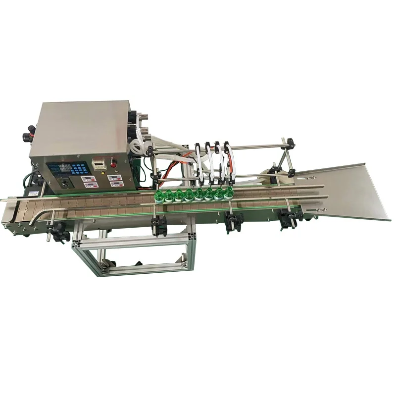 Automatic 4 Heads Liquid Filling Machine Magnetic Pump Filler With Chain Conveyor Platform