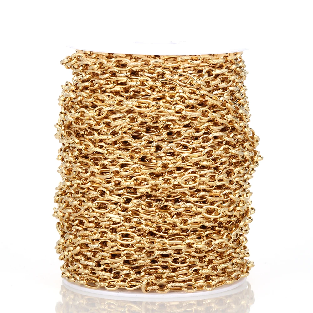 Stainless Steel 6mm Wide Flat Line Embossed Chains for Diy Jewelry Making Accessories Necklace Find Handmade Accessory