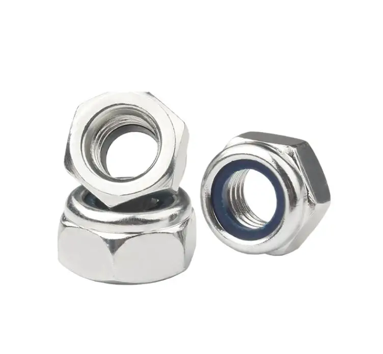 MINGLU DIN985 M6 M8 M10 M12 Hex Nylock Nut Knurled Nut Stainless Steel Polished Metric Plain ANSI 4.6 SS410 SS304 SS316 CE